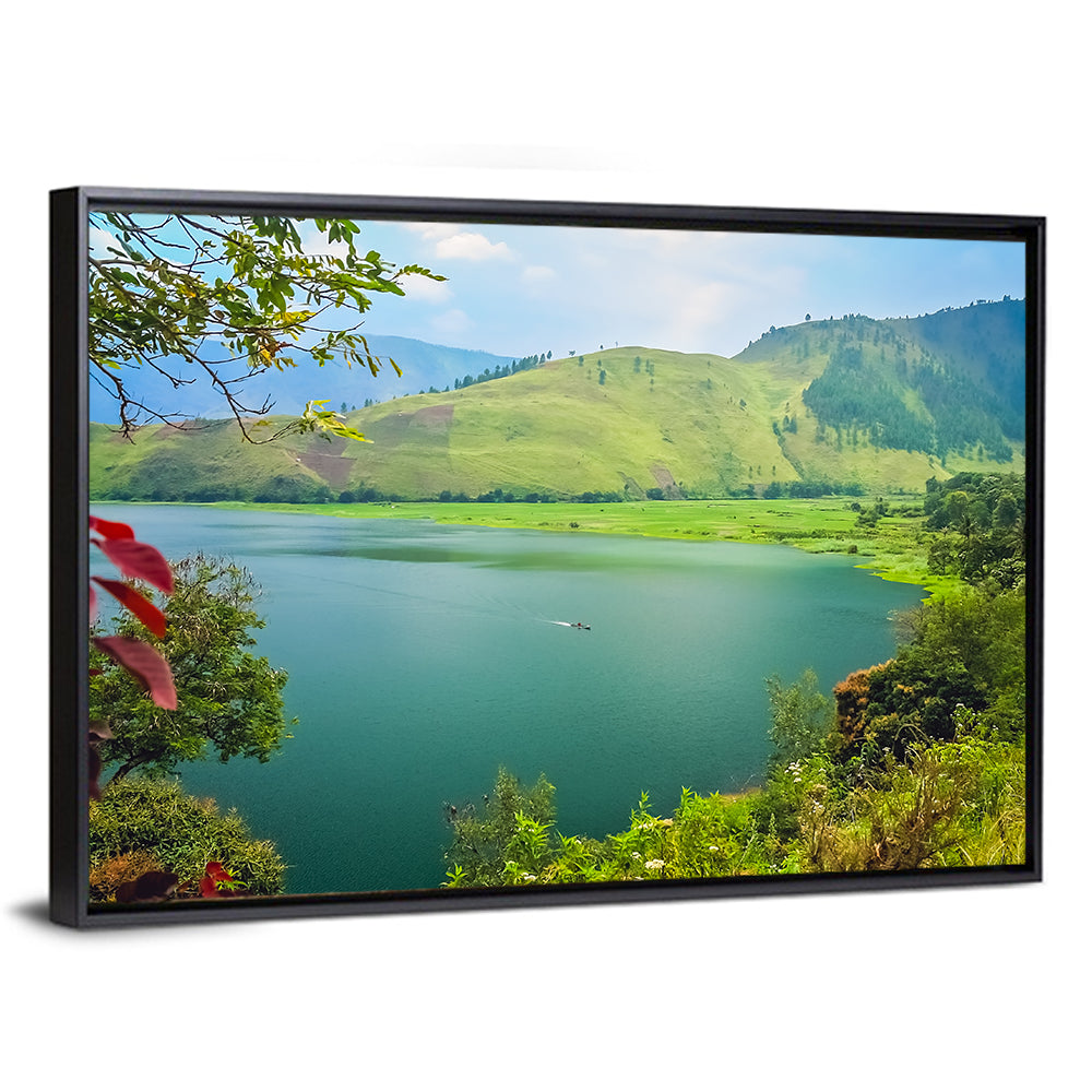 Lake Toba Boat and Hills Wall Art