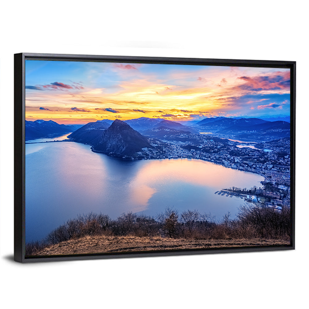Sunset Over Lake Lugano Wall Art