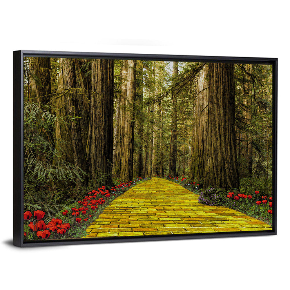 Yellow Brick Path Through Redwoods Wall Art