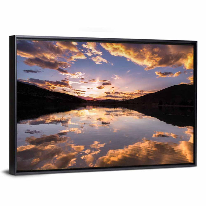 Avon Lake Clouds Wall Art as a framed canvas