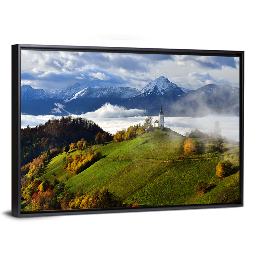Jamnik Church on Misty Hill Wall Art