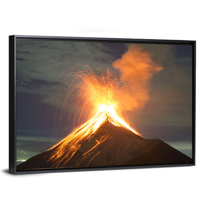Starry Night Volcano Eruption Wall Art