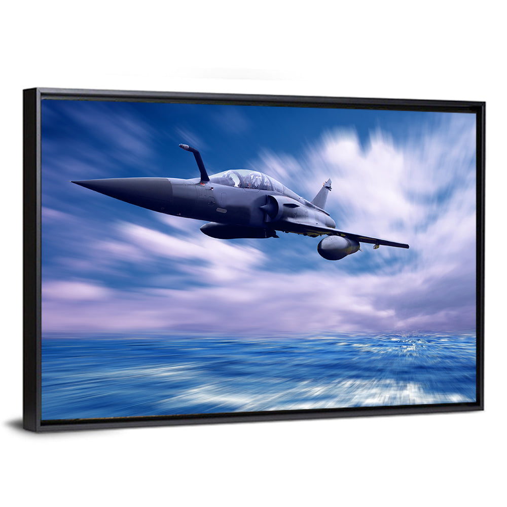Supersonic Fighter Jet Over Ocean Wall Art