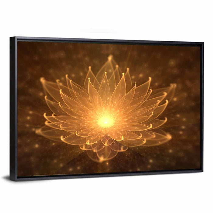 Golden Lotus Illustration Wall Art as a framed canvas