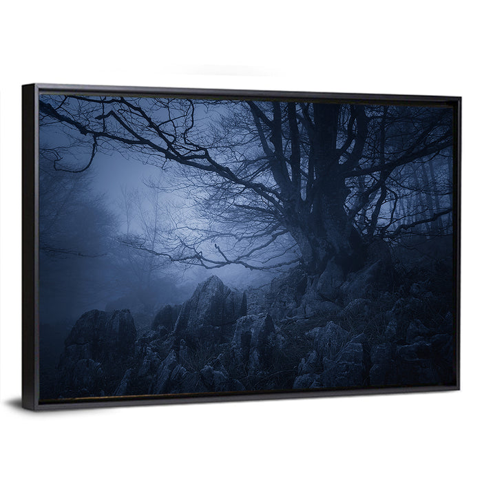 Gnarled Tree at Twilight Wall Art as a framed canvas