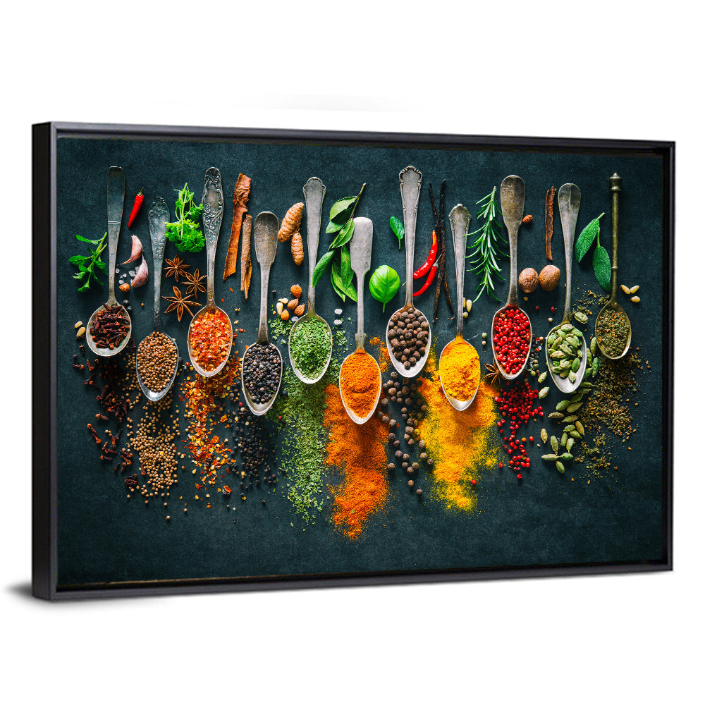 Assorted Spices and Spoons Wall Art