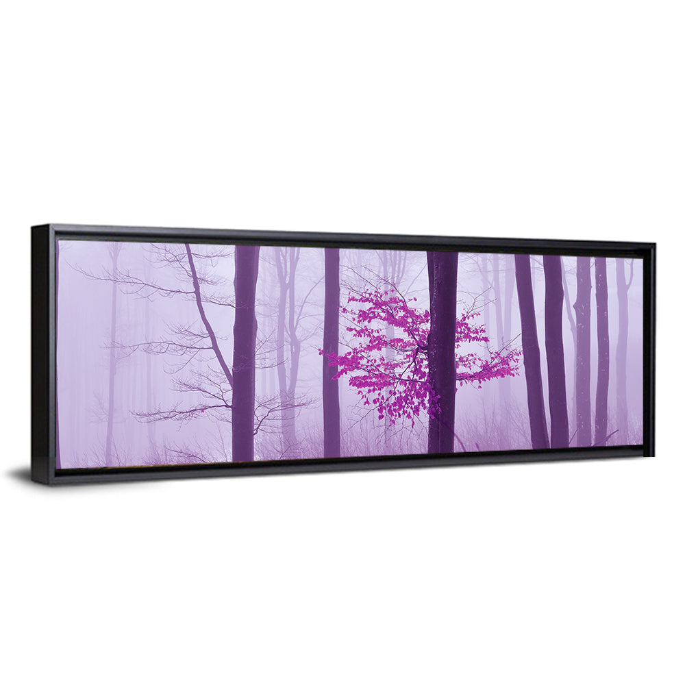 Magenta Tree in Foggy Forest Wall Art