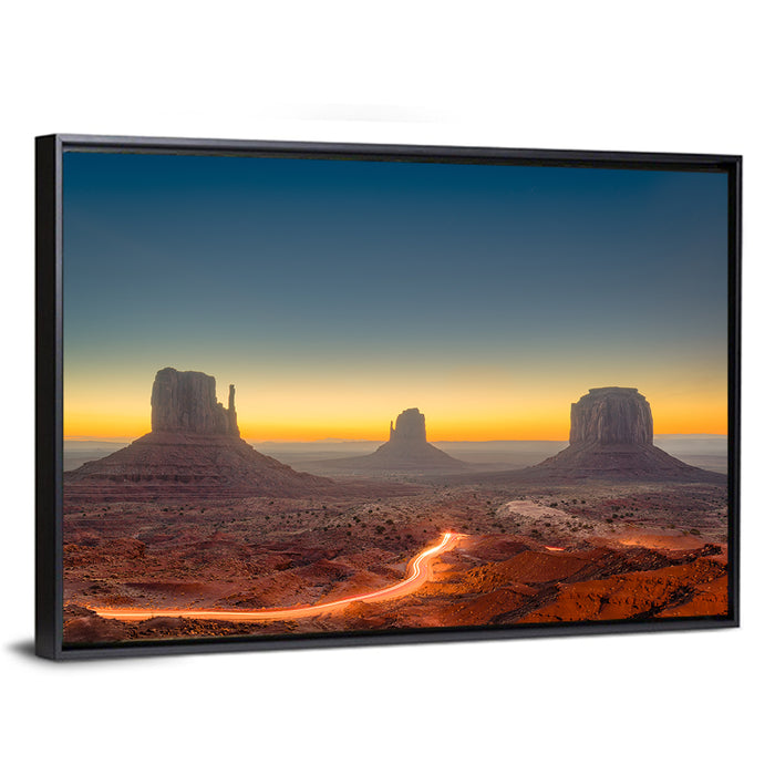 Monument Valley Golden Horizon Wall Art as a framed canvas