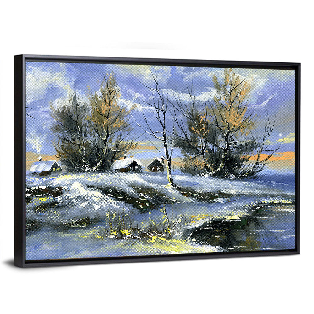 Winter Lake Houses Wall Art