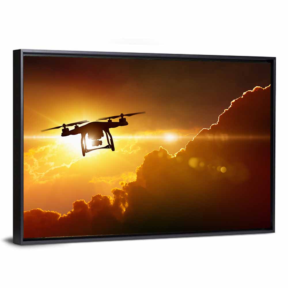 Drone Silhouette at Sunset Wall Art