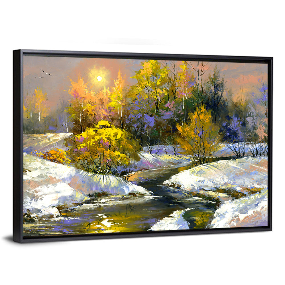 Sunlit Winter River Wall Art
