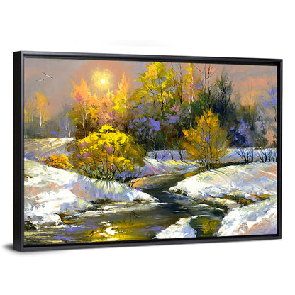 Sunlit Winter River Wall Art