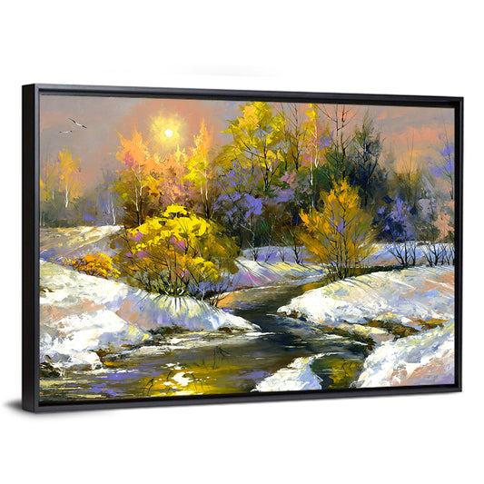 River Sunrise in Winter Wall Art