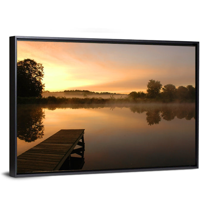 Golden Morning Pier Wall Art as a framed canvas