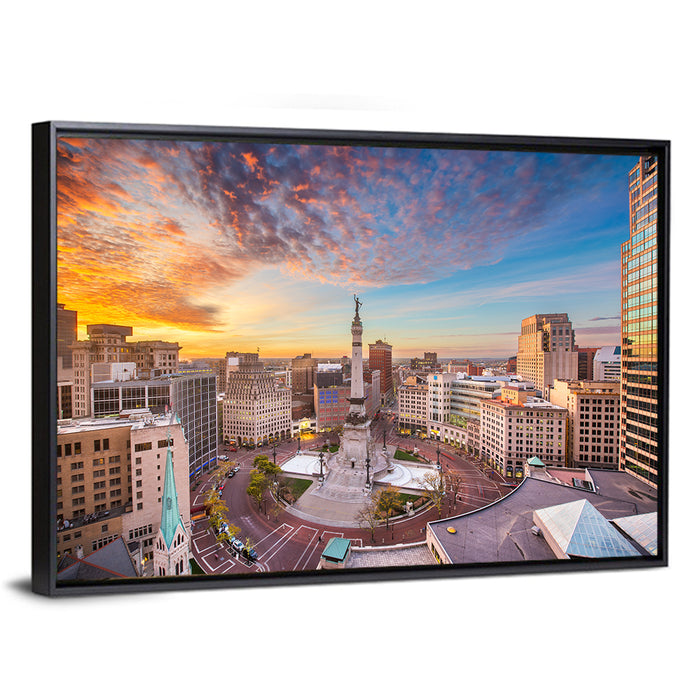 Indianapolis Monument Circle Wall Art as a framed canvas