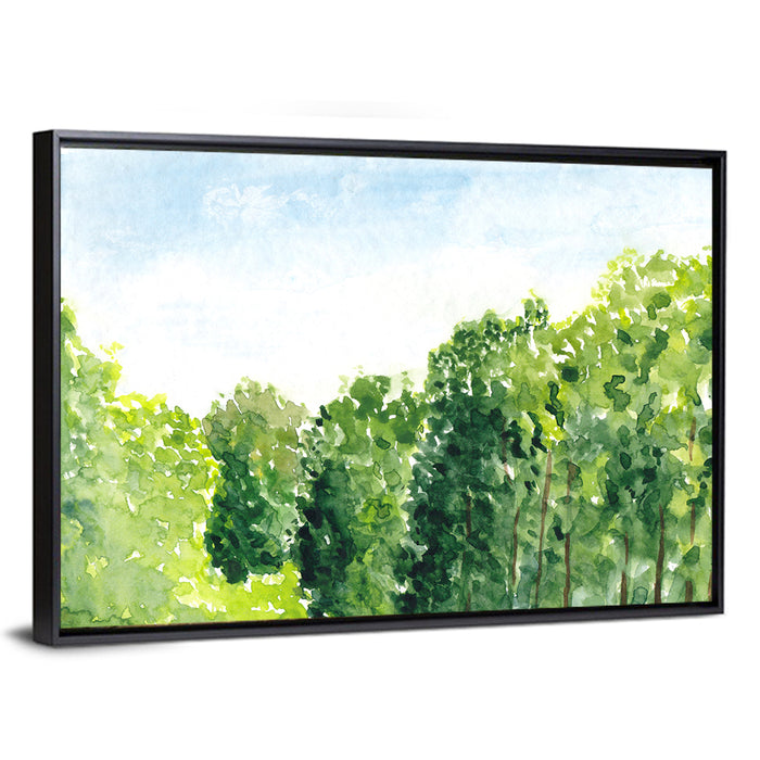 Summer Canopy Watercolor Illustration Wall Art as a framed canvas