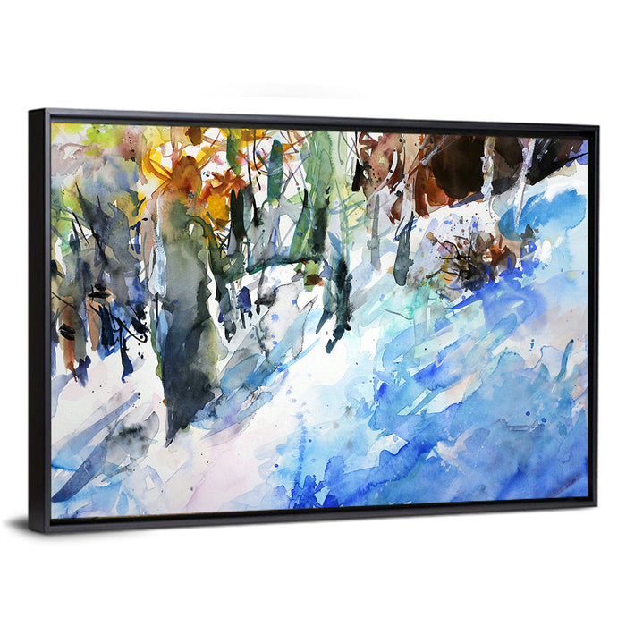 Winter Forest Watercolor Study Wall Art as a framed canvas