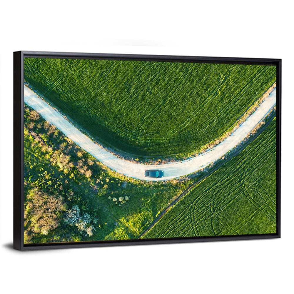 Aerial Farm Fields at Golden Hour Wall Art