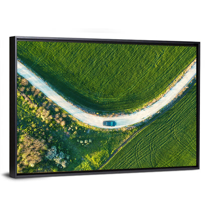 Aerial Farm Fields at Golden Hour Wall Art