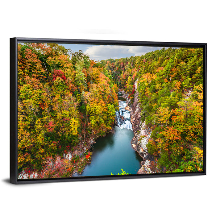 Tallulah Gorge Waterfall Wall Art as a framed canvas