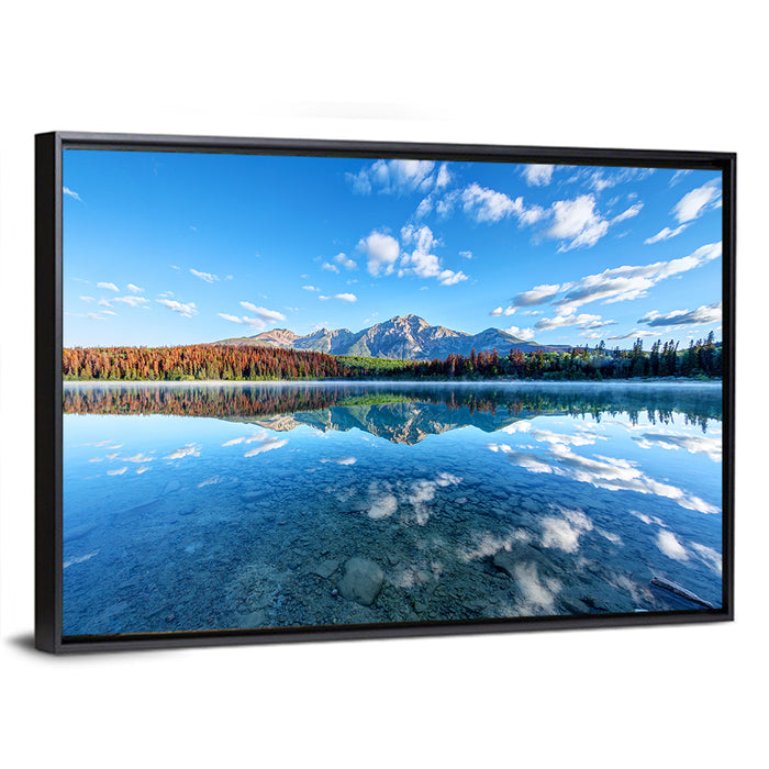 Patricia Lake Autumn Reflection Wall Art as a framed canvas