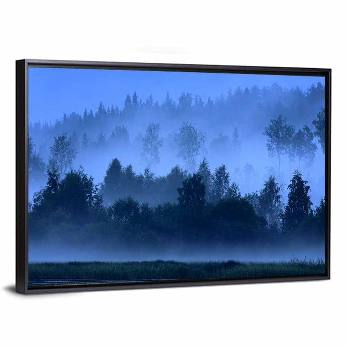 Misty Finnish Nightscape Wall Art as a framed canvas