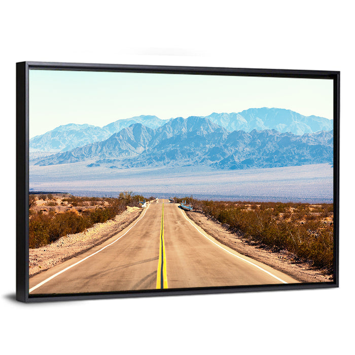 Mojave Desert Route 66 Wall Art as a framed canvas
