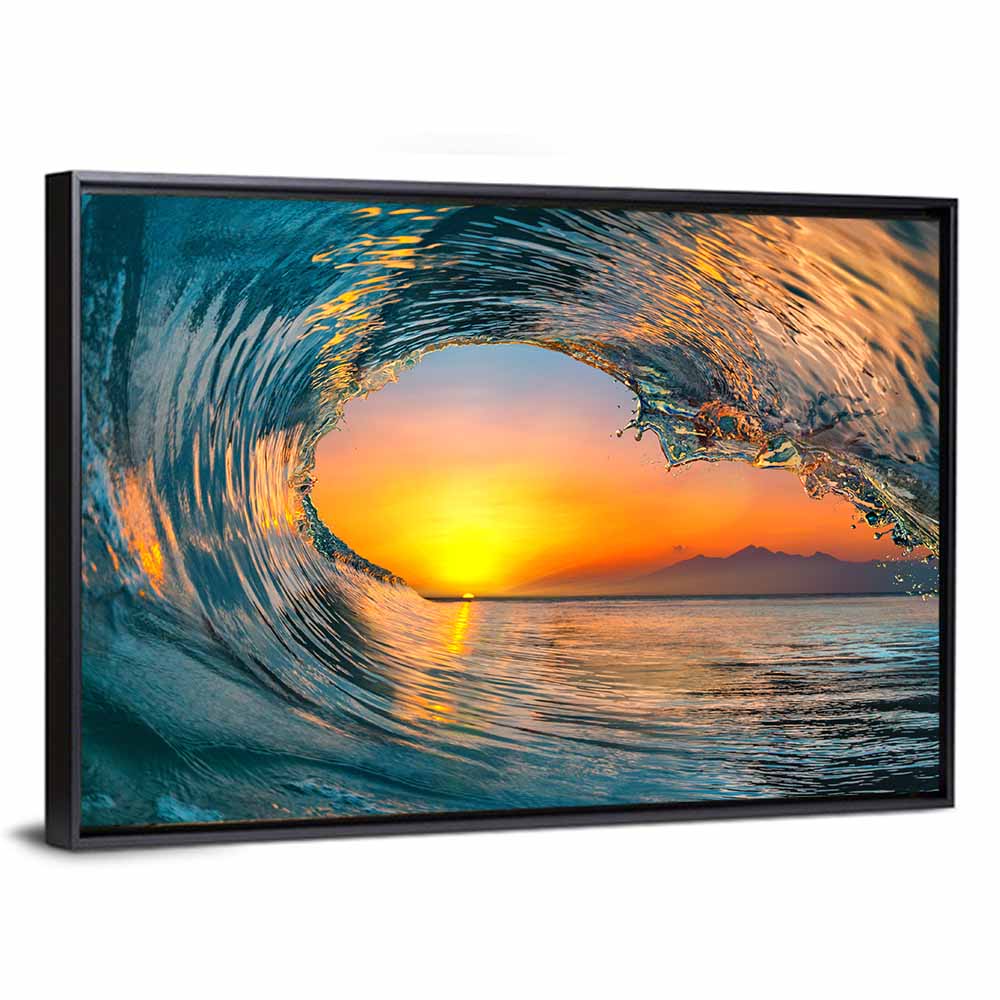 Cresting Wave Tunnel at Sunset Wall Art