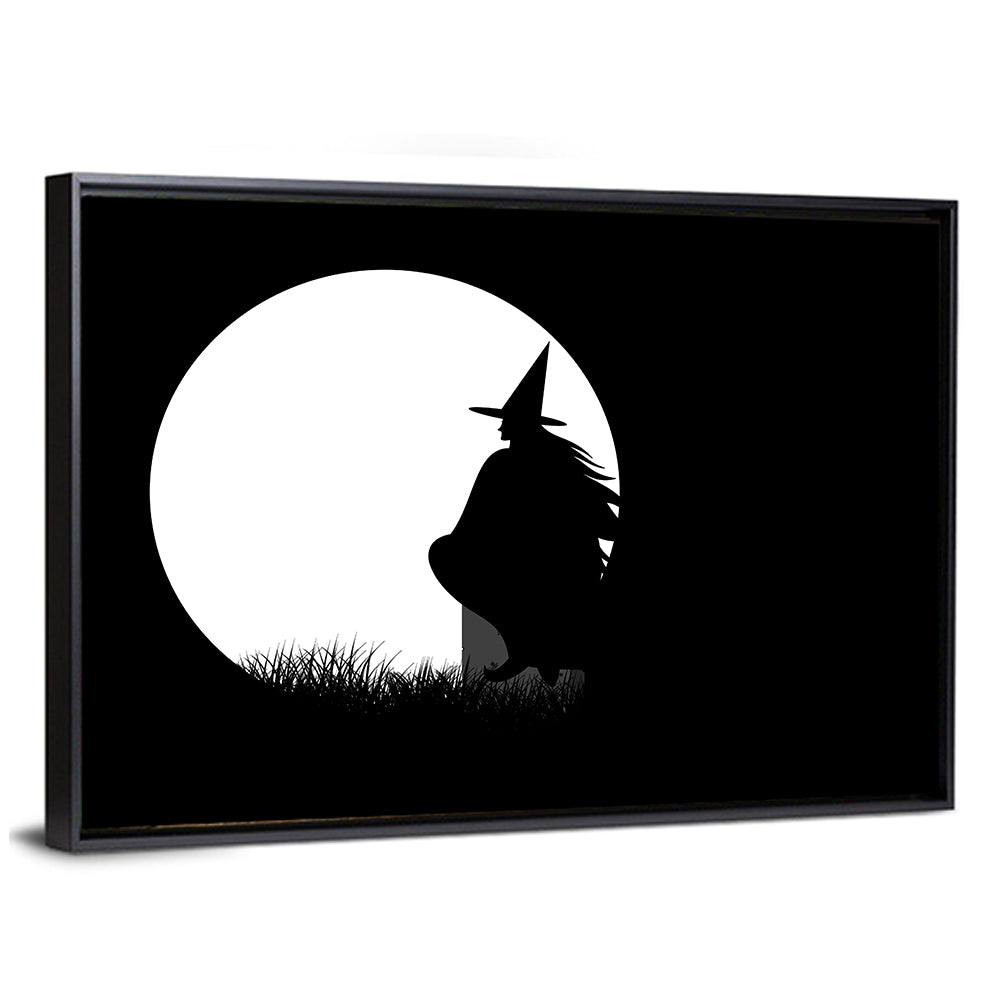 Witch and Moon Silhouette Wall Art