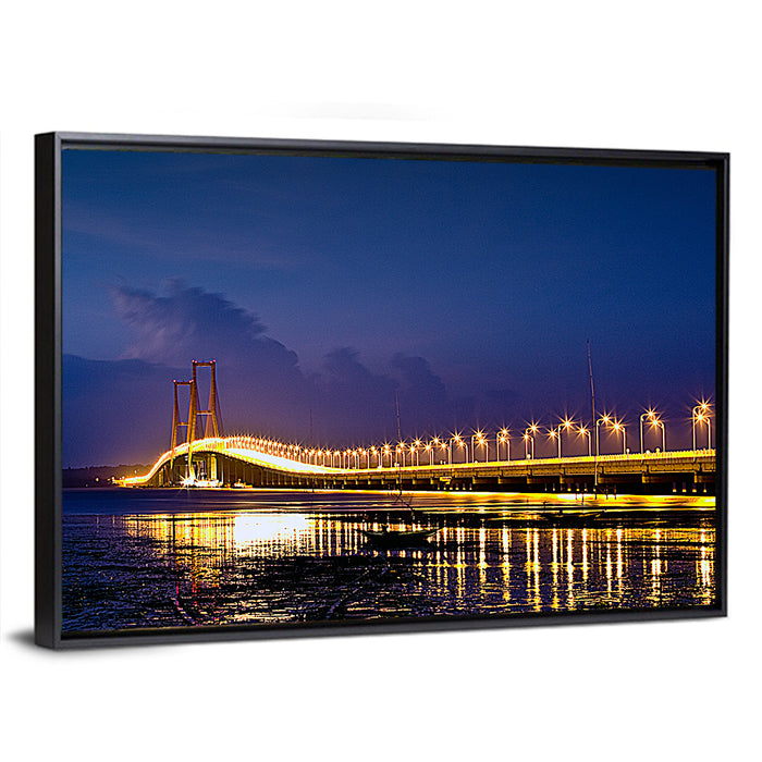 Suramadu Bridge at Dusk Wall Art as a framed canvas