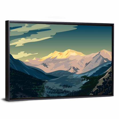 Nanga Parbat Sunrise Illustration Wall Art