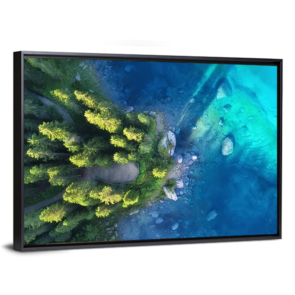 Winding Forest Path by Turquoise Lake Wall Art