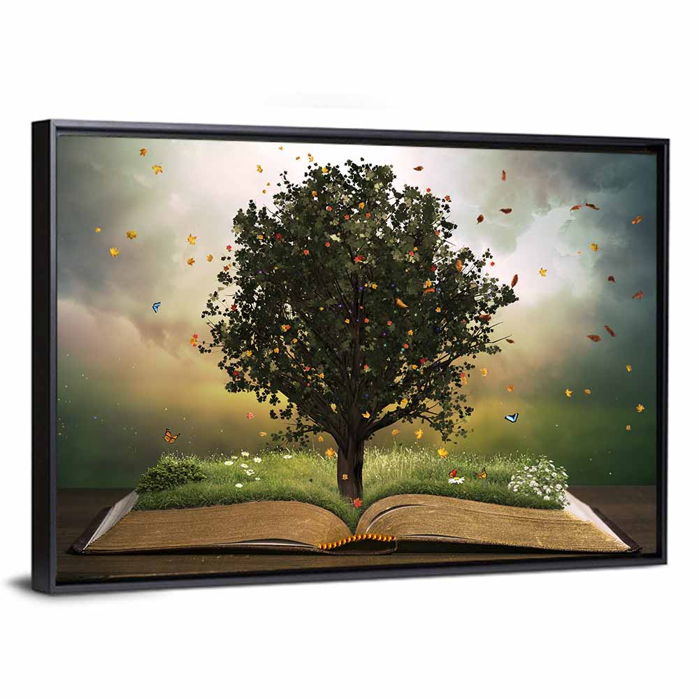 Tree Rising from an Open Bible Wall Art