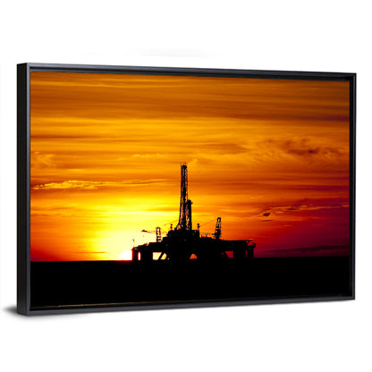 Offshore Oil Rig at Sunset Wall Art