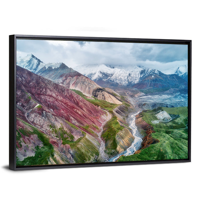Mount Lenin Glacial Valley Wall Art as a framed canvas