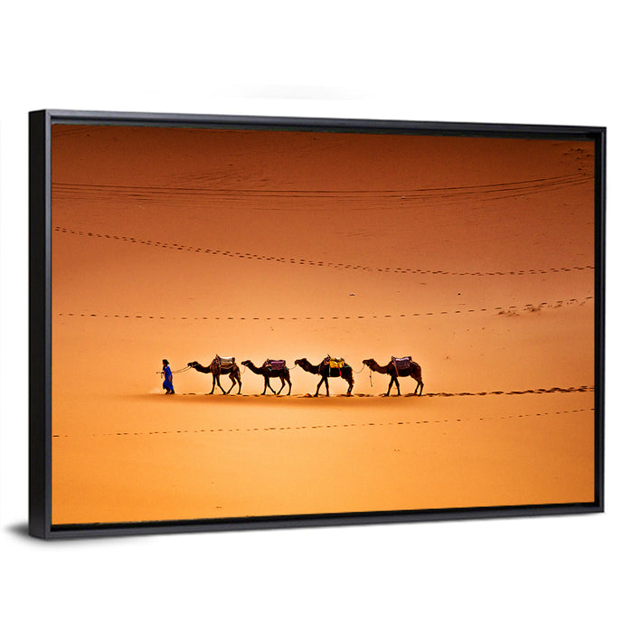 Sahara Camel Caravan Wall Art as a framed canvas