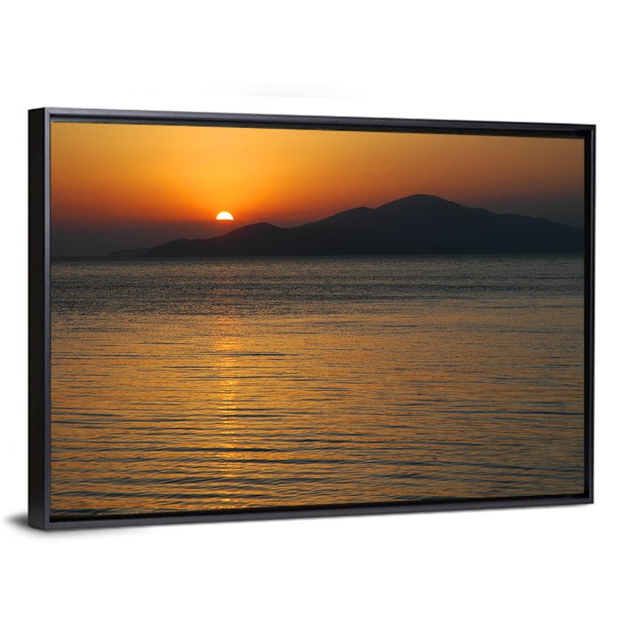 Lake Sevan Sunset Reflection Wall Art as a framed canvas