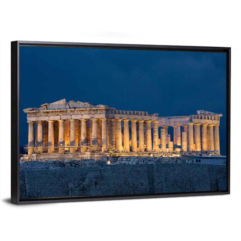Illuminated Parthenon at Night Wall Art