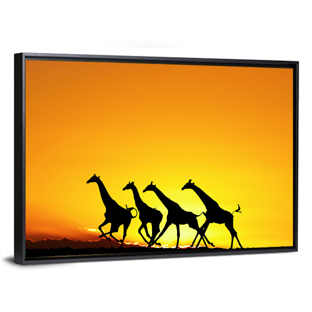 Savanna Giraffes at Sunset Wall Art