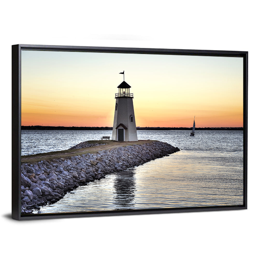Lake Hefner Lighthouse Sunset Wall Art