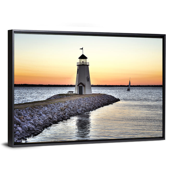 Lake Hefner Lighthouse Sunset Wall Art