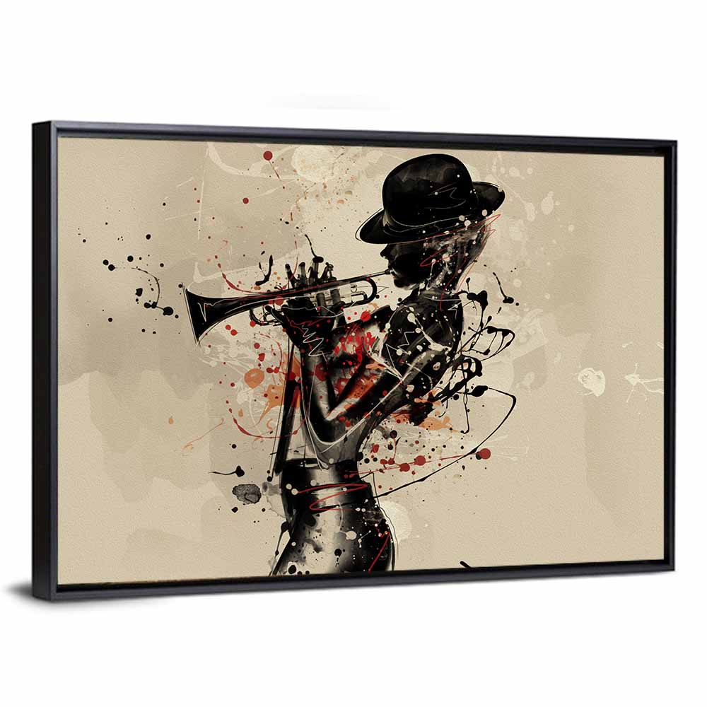 Grunge Trumpeter Silhouette Wall Art