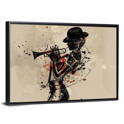 Grunge Trumpeter Silhouette Wall Art