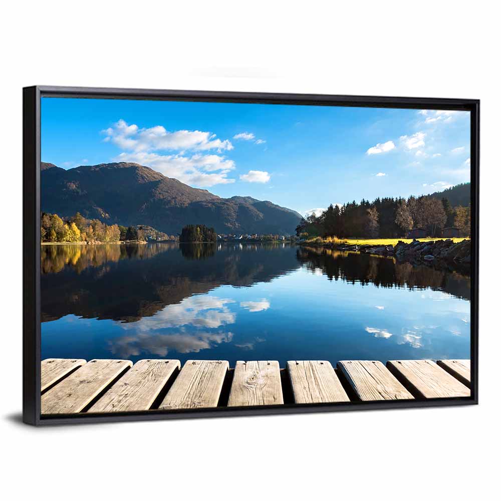 Mountain Lake Boardwalk Reflection Wall Art