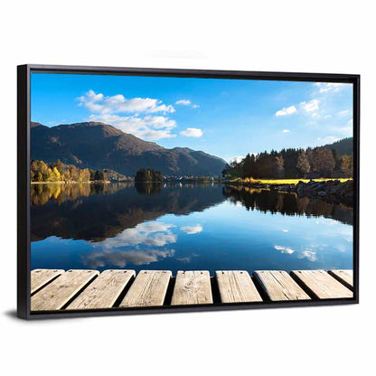 Mountain Lake Boardwalk Reflection Wall Art