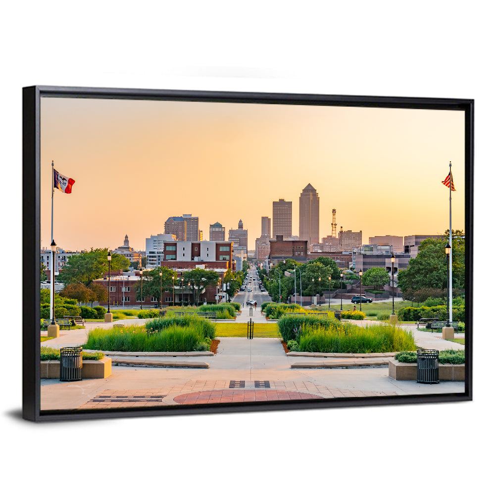 Des Moines Golden Hour Skyline Wall Art