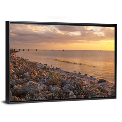 Lake Okeechobee Rocky Shore Sunset Wall Art