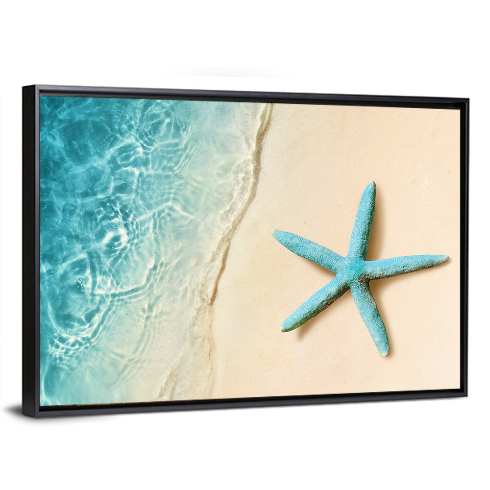 Blue Starfish on Sandy Beach Wall Art