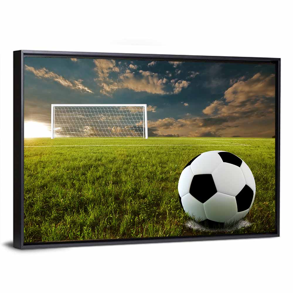 Soccer Ball at Goal, Golden Hour Wall Art
