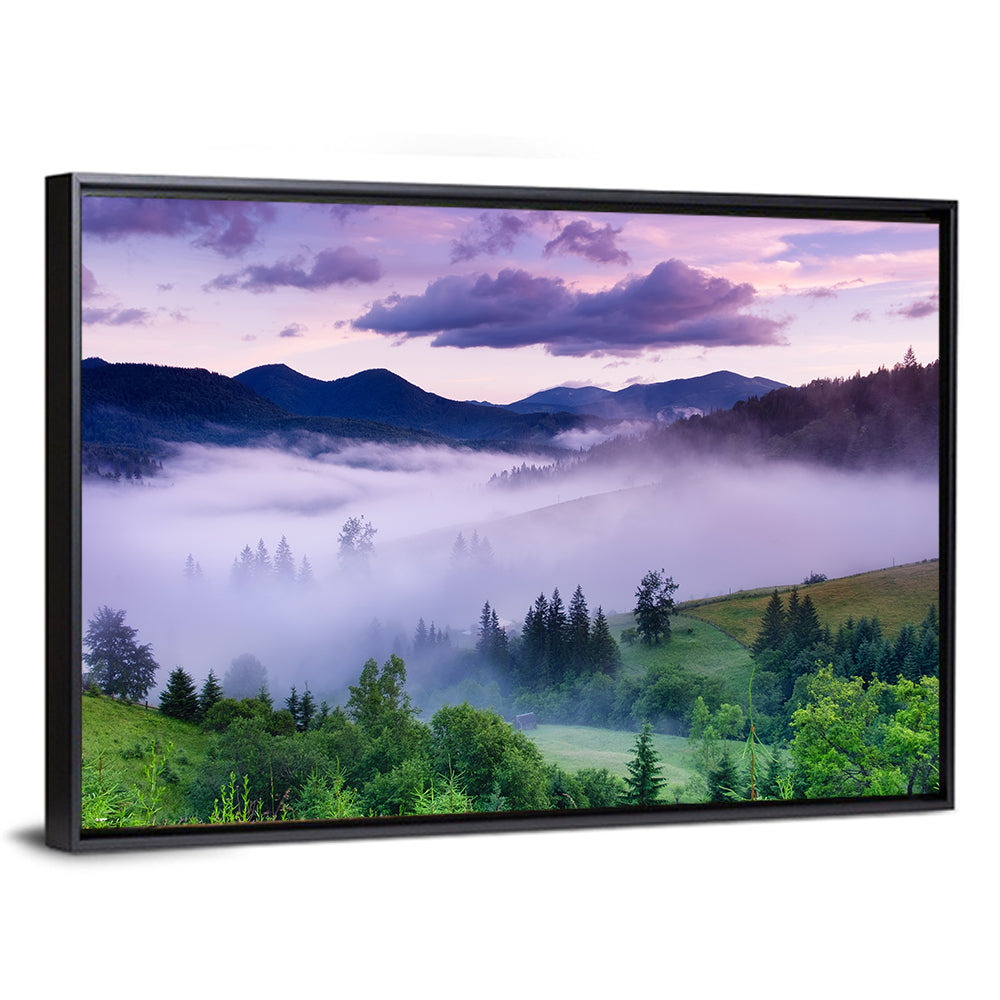 Misty Mountain Valley at Twilight Wall Art